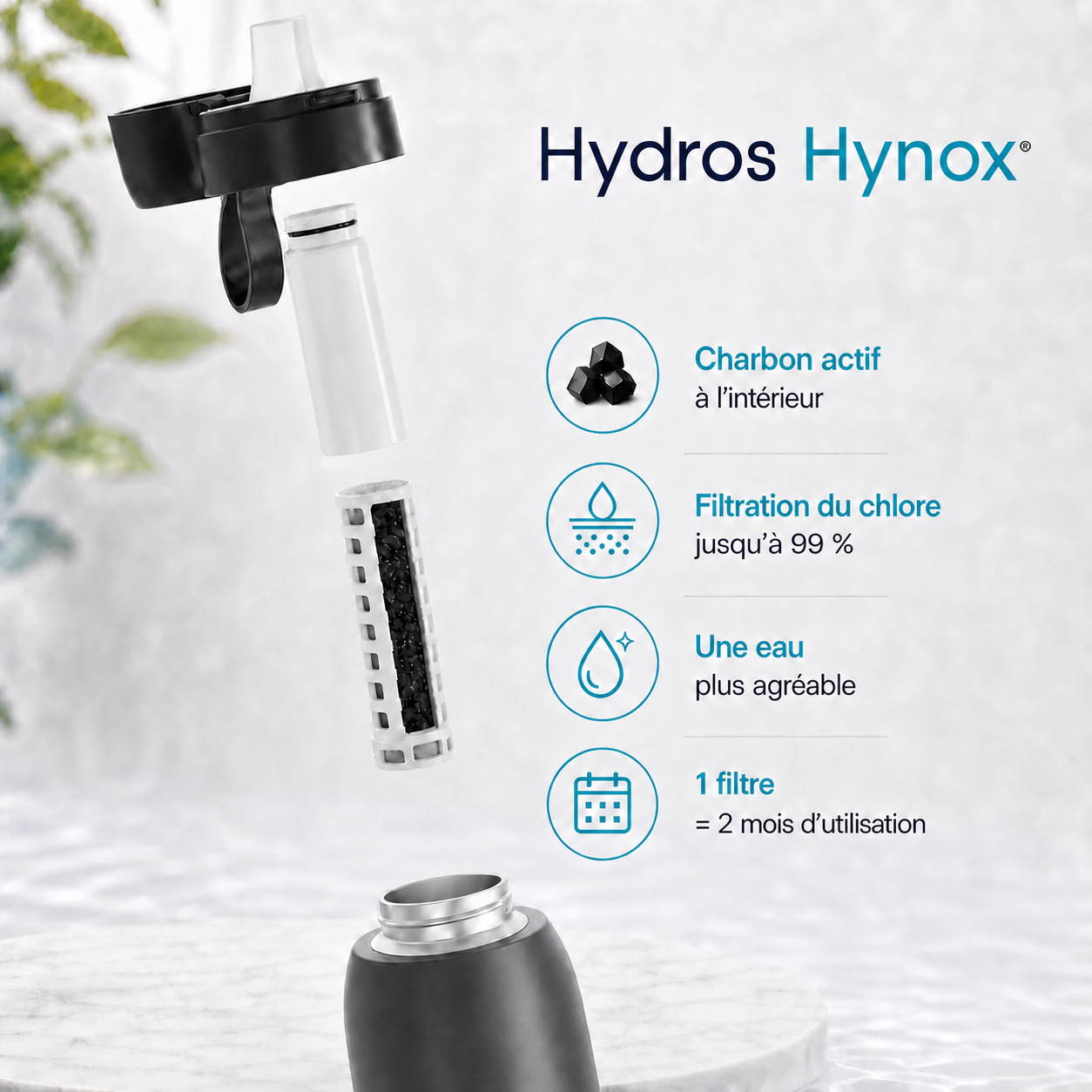 Hydros HYNØX — Gourde filtrante inox