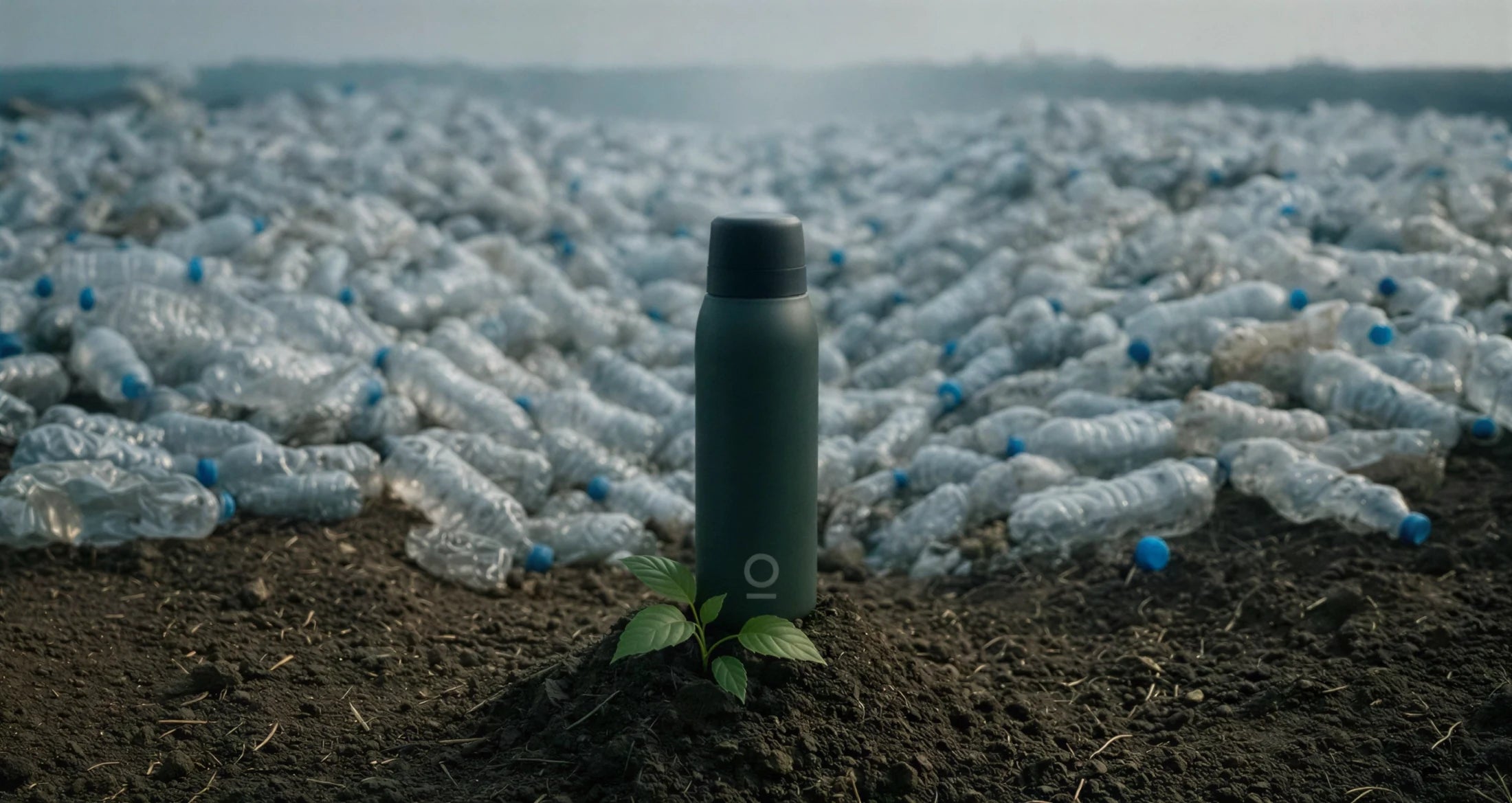 Hynøx face à une étendue de bouteilles en plastique jetables